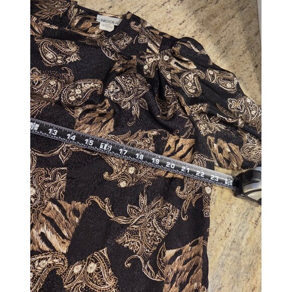 Nicola Womens Size 16 Shoulder Pads Animal Paisley Old Money Blouse - Picture 3 of 14